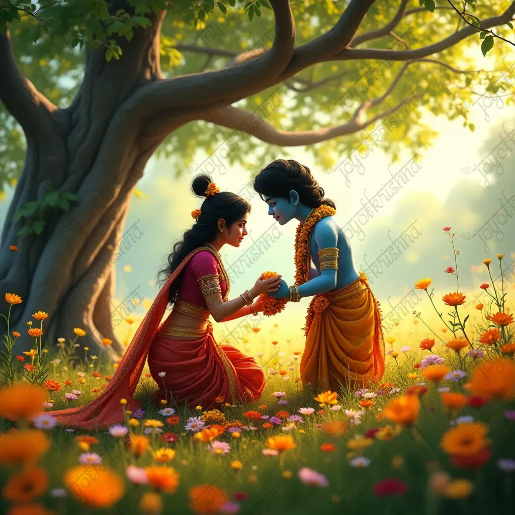 diagonal_opacity_Radha helping Krishna gather flowers in Vrindavan_20241022_211431.webp